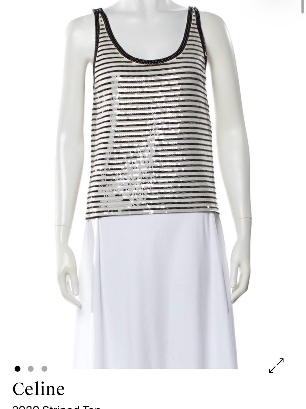 100% Authentic CELINE Striped Sequin Tank Top